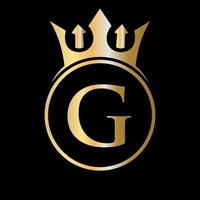logotipo da coroa da letra g de luxo. logotipo da coroa para beleza, moda, estrela, sinal elegante vetor