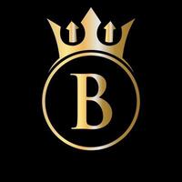 logotipo da coroa da letra b de luxo. logotipo da coroa para beleza, moda, estrela, sinal elegante vetor