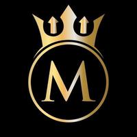 logotipo da coroa da letra m de luxo. logotipo da coroa para beleza, moda, estrela, sinal elegante vetor