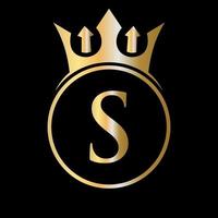 logotipo da coroa da carta de luxo. logotipo da coroa para beleza, moda, estrela, sinal elegante vetor