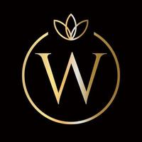 letra w inicial luxo, beleza, logotipo de monograma de ornamento para casamento, moda, joias, boutique, modelo floral e botânico vetor