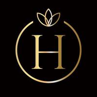 letra h inicial luxo, beleza, logotipo de monograma de ornamento para casamento, moda, joias, boutique, modelo floral e botânico vetor
