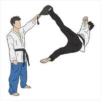 silhueta lutador taekwondo vetor