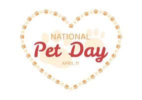 ilustração do dia nacional do animal de estimação em 11 de abril com bichinhos fofos de gatos e cachorros para banner da web ou página inicial em modelos desenhados à mão de desenhos animados planos vetor