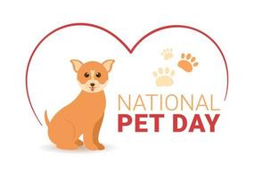 ilustração do dia nacional do animal de estimação em 11 de abril com bichinhos fofos de gatos e cachorros para banner da web ou página inicial em modelos desenhados à mão de desenhos animados planos vetor