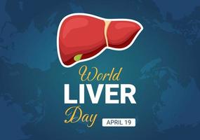 ilustração do dia mundial do fígado em 19 de abril para aumentar a conscientização global sobre a hepatite em desenhos animados planos desenhados à mão para banner da web ou modelos de página de destino vetor