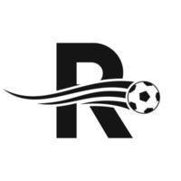 logotipo do futebol de futebol no sinal da letra r. conceito de emblema do clube de futebol do ícone do time de futebol vetor