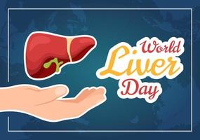 ilustração do dia mundial do fígado em 19 de abril para aumentar a conscientização global sobre a hepatite em desenhos animados planos desenhados à mão para banner da web ou modelos de página de destino vetor