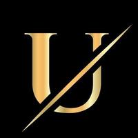 design de logotipo inicial da letra u do monograma para beleza, sinal real, luxo e moda, modelo de vetor de empresa de spa