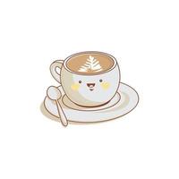 personagem de xícara de café bonito desenho animado kawaii vetor