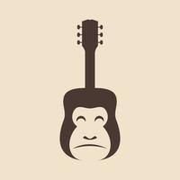 natureza música rosto macaco primata guitarra design de logotipo modelo de ilustração de ícone vetorial vetor