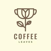 xícara de café bebida planta de feijão deixa modelo de ilustração de ícone vetorial de design de logotipo mínimo vetor