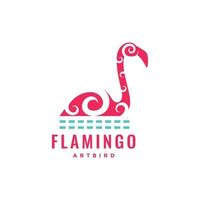 modelo de ilustração de ícone de vetor de design de logotipo abstrato de arte flamingo e lago de água