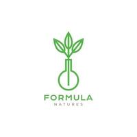 vidro de laboratório simples deixa ciência vegetal linha mínima design de logotipo modelo de ilustração de ícone vetorial vetor