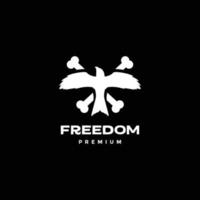 liberdade voadora, falcão, ossos cruzados, design de logotipo, modelo de ilustração de ícone vetorial vetor