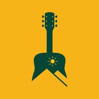 música ao ar livre natureza voz guitarras montanha e pôr do sol modelo de ilustração de ícone de design de logotipo vetor