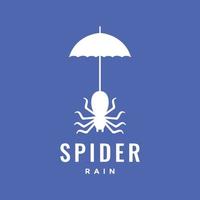 tarântula de aranha com chuva de guarda-chuva design de logotipo moderno modelo de ilustração de ícone vetorial vetor