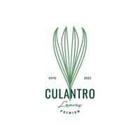 planta tropical culantro deixa modelo de ilustração de ícone de vetor de design de logotipo colorido hipster