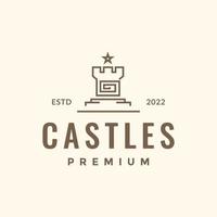 reino de monumento de castelo com modelo de ilustração de ícone de vetor de design de logotipo vintage hipster estrela