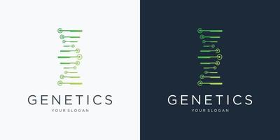 modelo de logotipo de hélice de DNA. design de vetor de genética de ponto de logotipo de dna abstrato. ilustração biológica