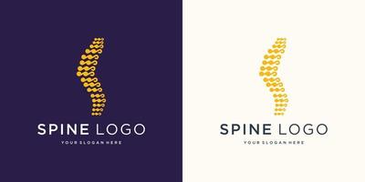 inspiração de logotipo de quiropraxia de ponto abstrato. espinha osso dna pontos tecnologia inspiração de design de logotipo vetor