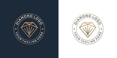 distintivo retrô modelo de logotipo de gema de diamante de luxo. forma de círculo de joias de diamante minimalista criativa. vetor