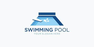 serviço de piscina, vetor de design de logotipo aqua. design de logotipo de símbolo de natação.
