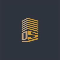 ideias de logotipo imobiliário com monograma inicial ds vetor