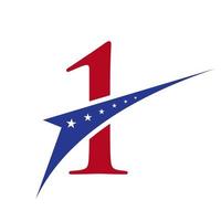 letra inicial 1 logotipo americano para identidade comercial, corporativa e empresarial. logotipo americano dos eua vetor