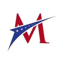 letra inicial m logotipo americano para identidade comercial, corporativa e empresarial. logotipo americano dos eua vetor
