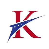 letra inicial k logotipo americano para negócios, identidade corporativa e corporativa. logotipo americano dos eua vetor