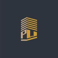 ideias de logotipo imobiliário com monograma inicial pw vetor