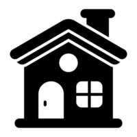 um design de ícone de vetor de chalé decorativo e construção de residência