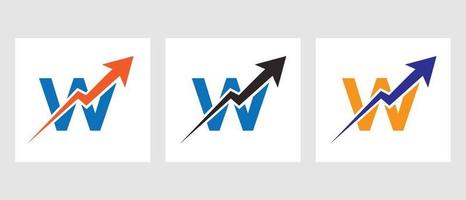 conceito de logotipo de finanças de letra w com símbolo de seta de crescimento vetor