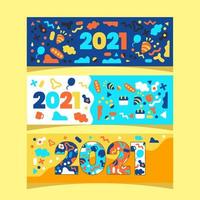 Banner de conceito de feliz ano novo abstrato colorido de 2021 vetor