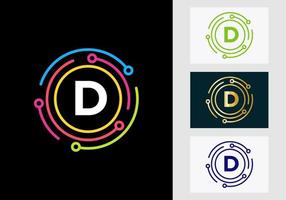 design de logotipo de tecnologia letra d. símbolo do logotipo da rede vetor