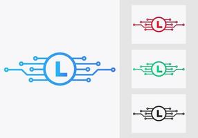 modelo de design de logotipo de tecnologia letra l. design de logotipo de rede vetor