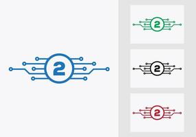 modelo de design de logotipo de tecnologia de letra 2. design de logotipo de rede vetor