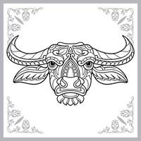 artes de mandala de cabeça de búfalo isoladas no fundo branco vetor