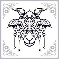 artes de mandala de cabeça de cabra isoladas no fundo branco vetor