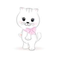 lindo gatinho branco, ilustração de desenho animado animal vetor