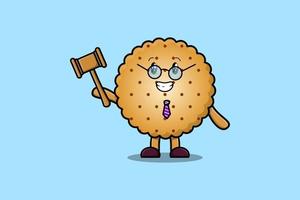 personagem de mascote de desenho animado bonito biscoitos de juiz sábio vetor