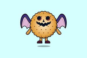 bonito mascote cartoon biscoitos morcegos assustadores abóbora vetor