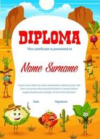 diploma infantil, cowboy, vegetais de desenhos animados do xerife vetor