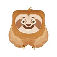 emoji de preguiça, animal kawaii ou emoticon de rosto quadrado vetor