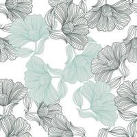 padrão sem emenda de linha floral abstrata em estilo retrô. flor de contorno vintage delicado fundo infinito. vetor