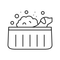 ilustração vetorial de ícone de linha de cachorro lavando vetor