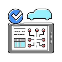 testando a ilustração vetorial do ícone da cor do carro do sistema eletrônico do computador vetor