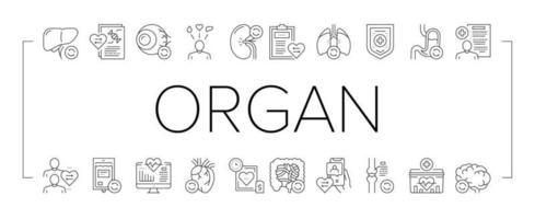 conjunto de ícones de coleção médica de doação de órgãos vetor