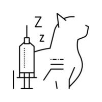 ilustração vetorial de ícone de linha de gato de anestesia vetor